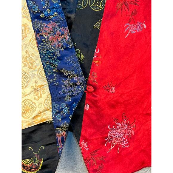 VTG Chico's Designs Vest Large Satin Patchwork Asian Inspired Floral 80s 90s - Picture 4 of 6